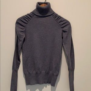 3/$30 Puff sleeve ruched grey turtleneck sweater